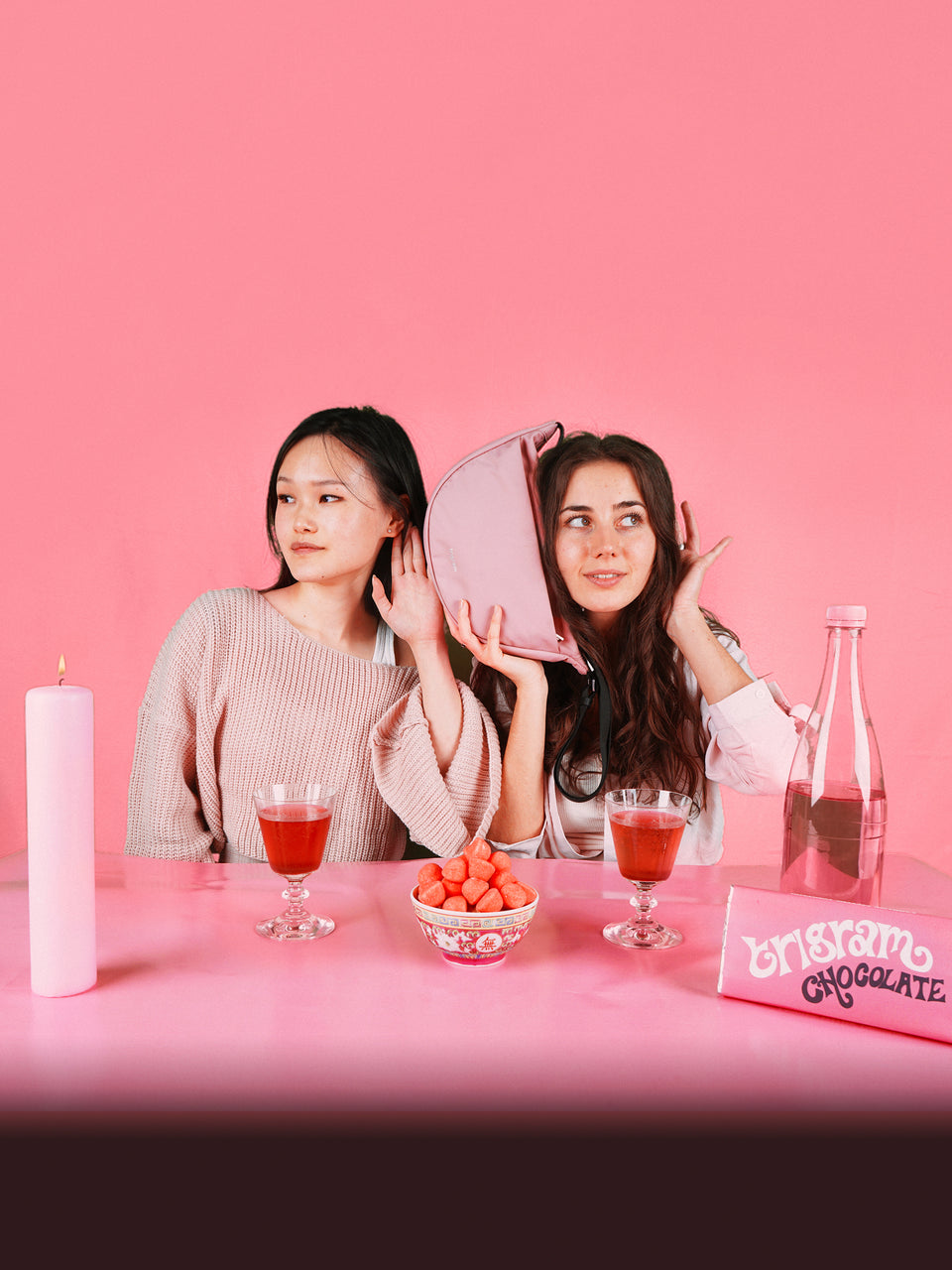 Sac bandoulière Crescent - Rose poudré