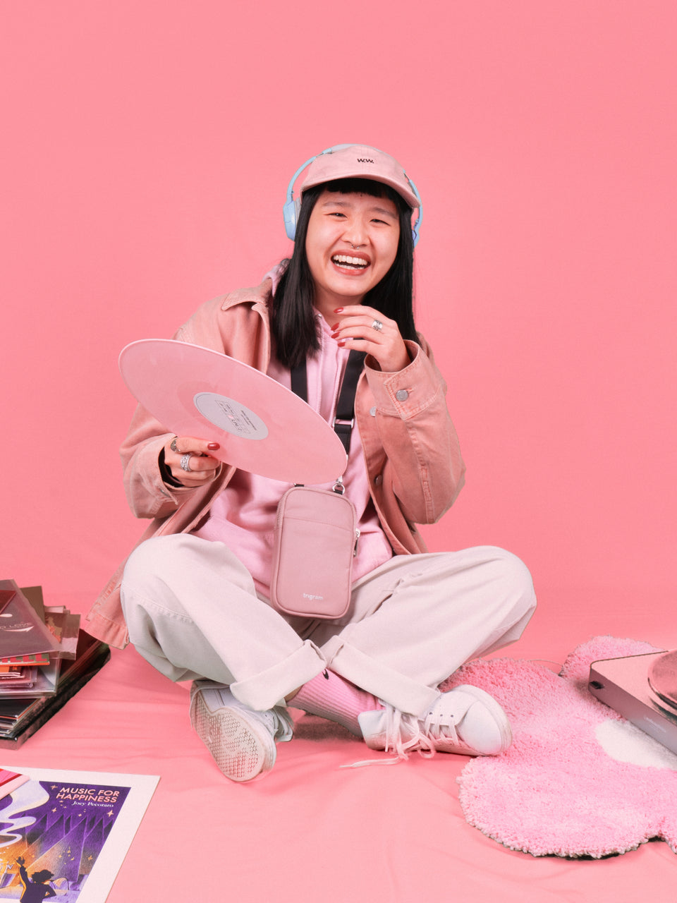 Pochette double pour téléphone - Rose poudré